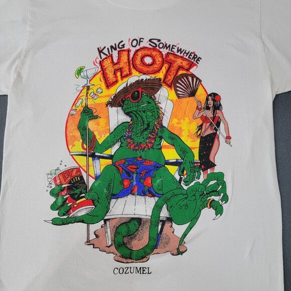 Cancun Reef Cozumel Graphic T Shirt Mens Large King‎ Of Somewhere Hot Lizard - Picture 1 of 4